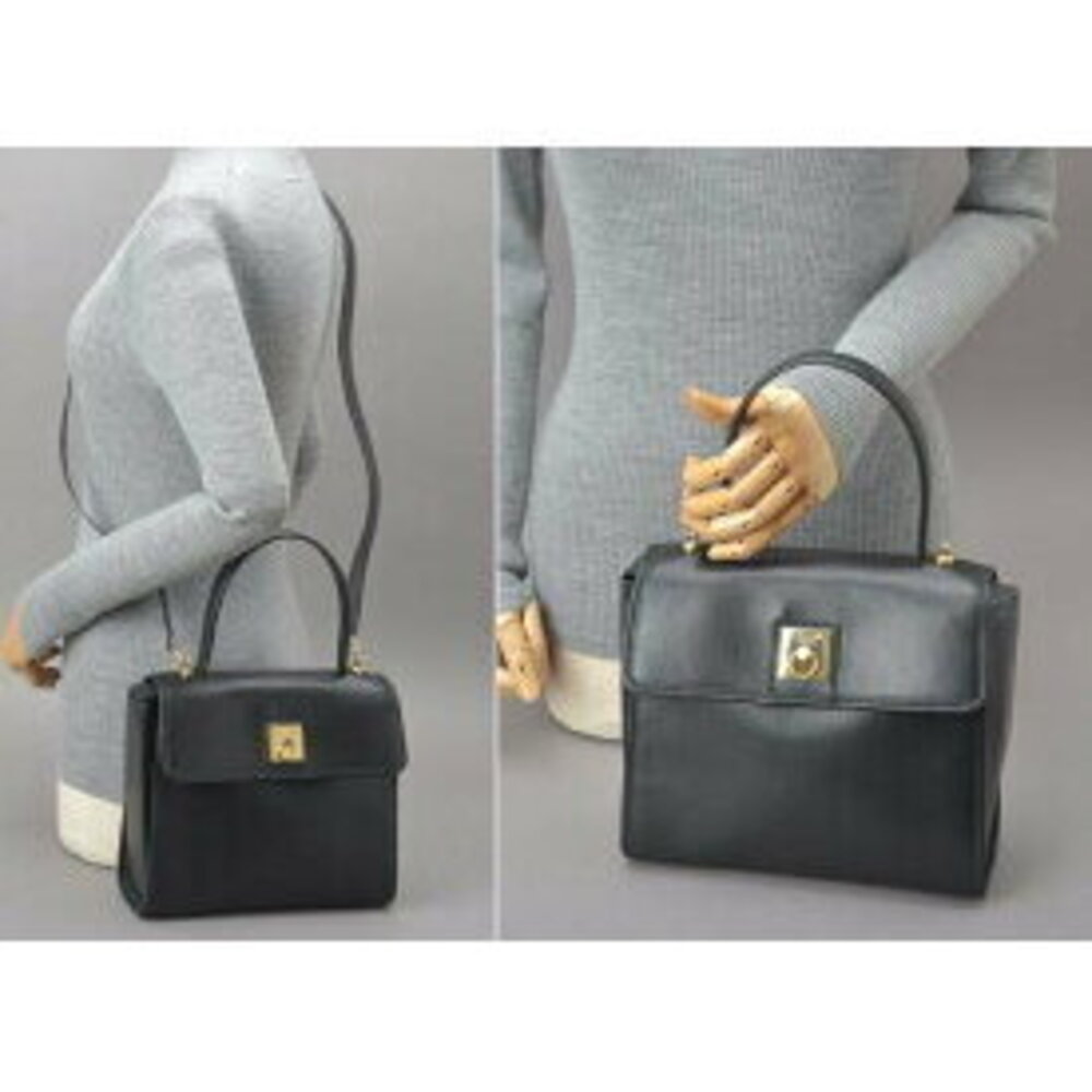 CELINE ring hardware handbag shoulder bag leather black crossbody top handle - Picture 5 of 6